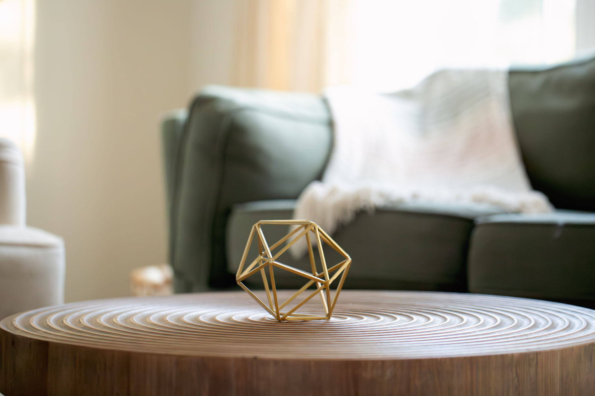 Gold geometric coffee table decor